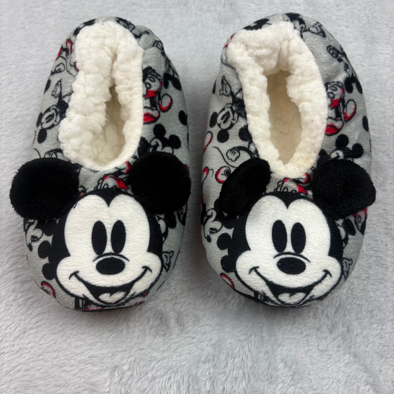 Mickey Mouse Slippers Fuzzy Plush Slip On House Shoes Kids Disney Fuzzy Cozyread